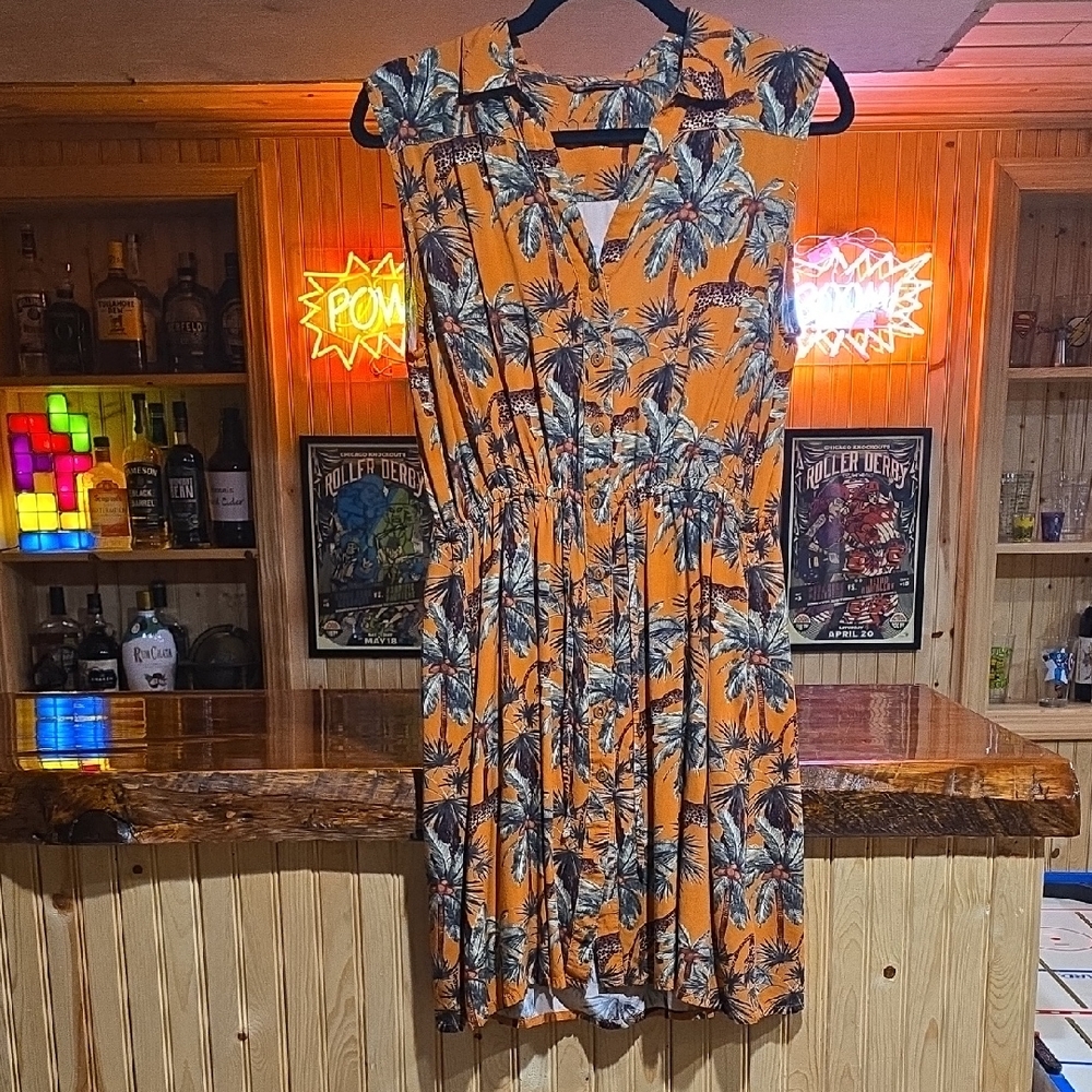 Jockey Orange Tropical Print Midi Dress